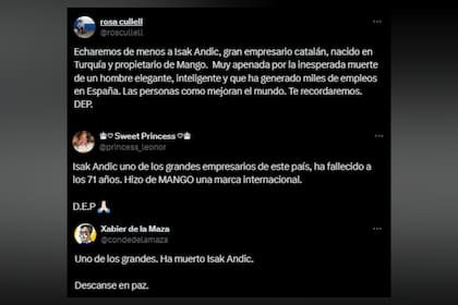 En las redes sociales despidieron al empresario Isak Andic (Foto: X)