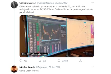 En las redes sociales Nicolás aparece como fanático de la criptomoneda Bitcoin
