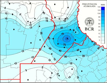En las últimas 24 horas la región núcleo continuó acumulando milímetros, focalizándose en el centro sur
