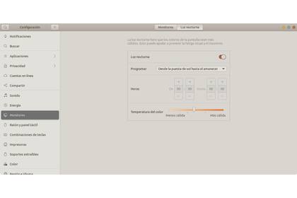 En Linux la intensidad está correctamente etiquetada como temperatura de color