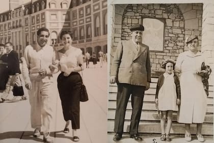 En Mar del Plata con Alberto y con sus padres cuando era niña
