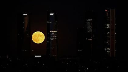 En medio de los rascacielos en la zona empresarial de Cuatro Torres en Madrid, España