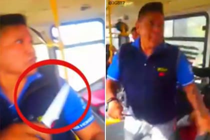 En medio de una discusión con un pasajero, un colectivero sacó un cuchillo y persiguió al hombre dentro de la unidad