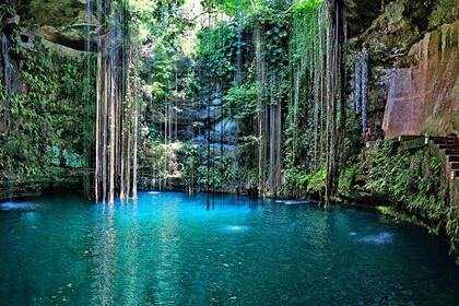 En México, un hombre perdió un celular en un cenote y fue viral