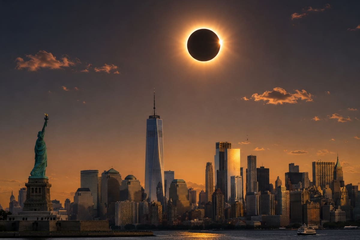 En Nueva York, Albany tendrá la mayor cobertura con un 13% del disco solar cubierto para las 13.50 hs (hora local)