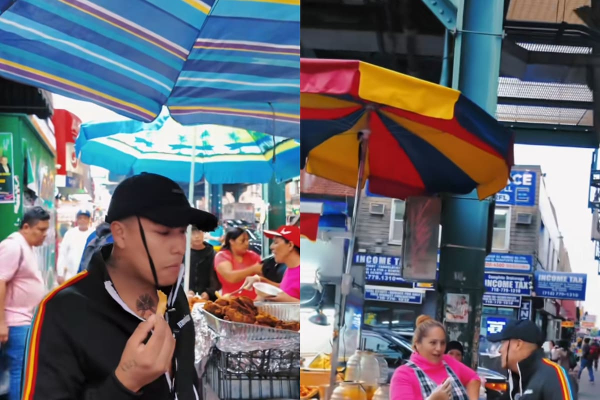 En pocas cuadras se concentran comidas típicas, acentos serranos y carteles en español