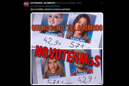 En redes sociales denuncian fraude ante la eliminación de Catalina (Captura X)
