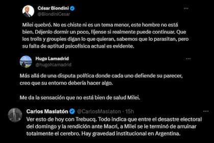 En redes sociales destacados de la política reaccionaron (Captura X, exTwitter)