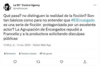 En redes sociales, los usuarios ironizaron con el hecho de que la carta abierta de los encargados de edificios confundía la realidad con lo que pasaba en la serie En encargado, de Guillermo Francella