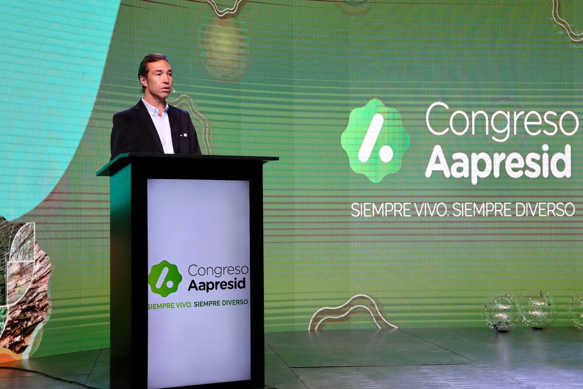 En Rosario, el presidente de Aapresid, David Roggero, en la apertura del congreso anual que realizó la entidad. Foto Aapresid