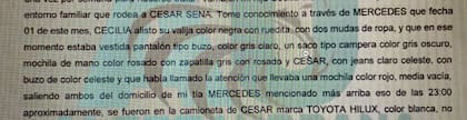 En su declaración ante la policía, la madre de Cecilia Strzyzowski señaló que la joven llevaba una valija con rueditas y una mochila rosada