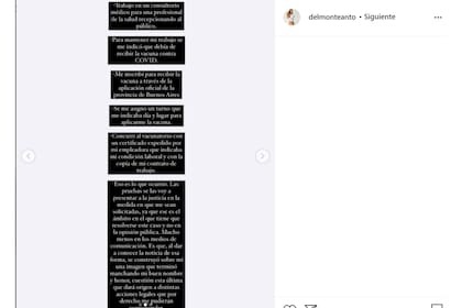 En su descargo, la modelo asegura que trabaja en un consultorio médico para una profesional de la salud, recepcionando al público
