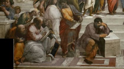 En su obra "La Escuela de Atenas", el artista renacentista Rafael Sanzio plasma a Pitágoras concentrado en sus escritos. Sin embargo, ninguno de los escritos de Pitágoras ha sobrevivido