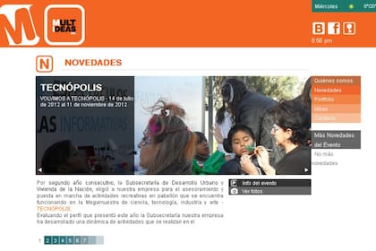 En su portal, Multideas cuenta su segundo trabajo en Tecnópolis