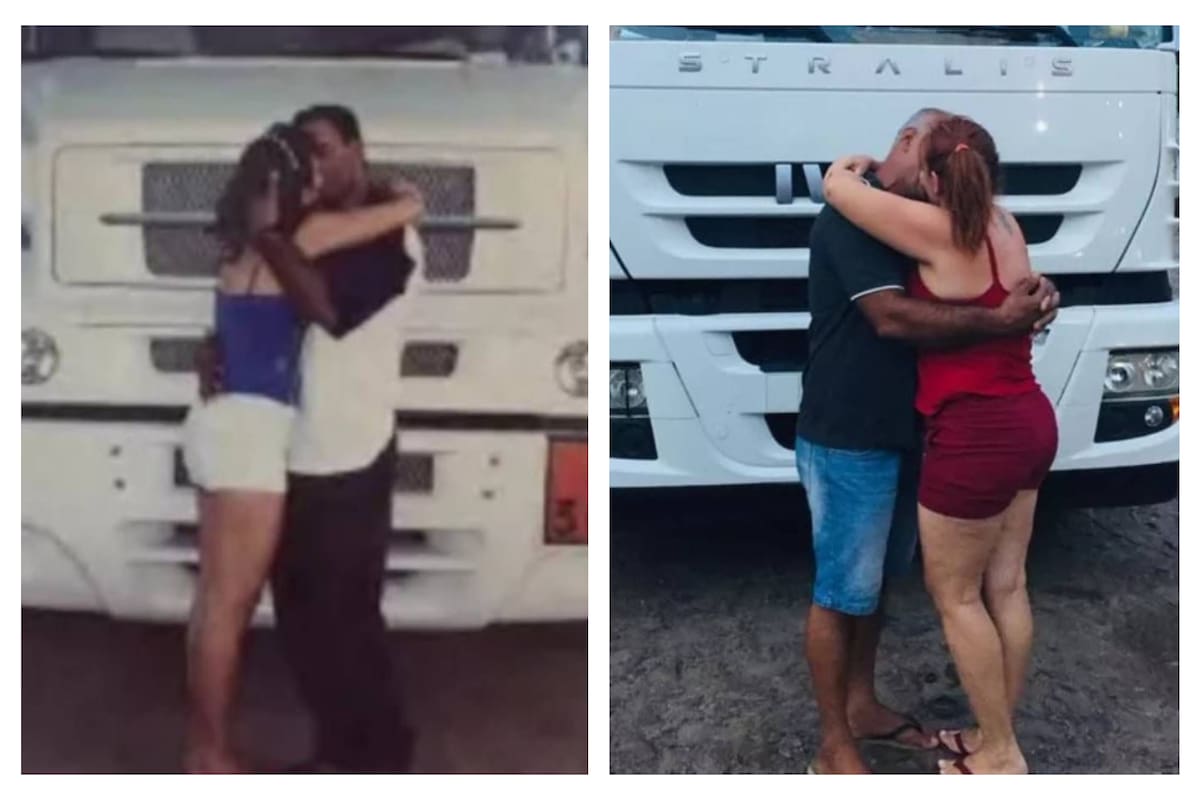 En su reencuentro, los enamorados reprodujeron una foto que se habían sacado hace 20 años
