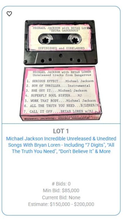 En sus primeras 48 horas, no se hicieron ofertas por los casetes inéditos de Michael Jackson