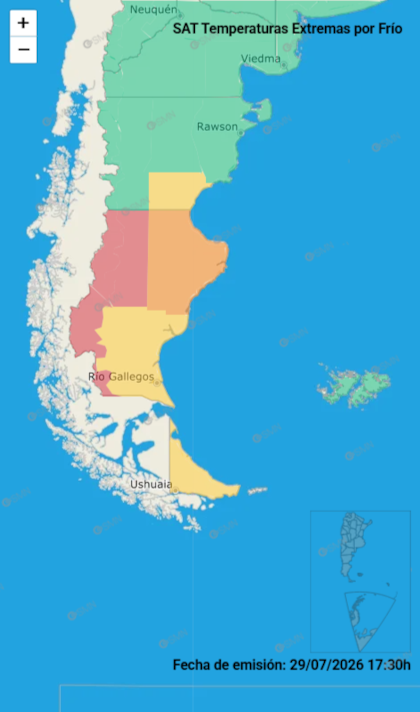 En tres provincias, rigen alertas por frío extremo
