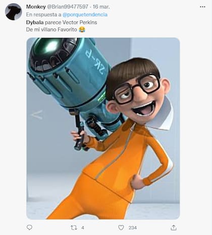 En Twitter, compararon a Dybala también con un personaje de Mi villano favorito