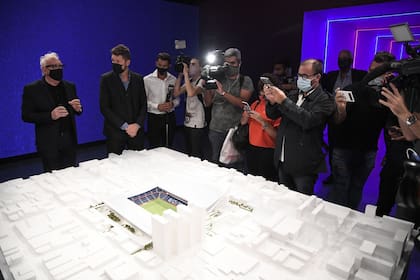 Marcelo Tinelli, cuando presentó el proyecto del nuevo estadio de la agrupación de Boedo