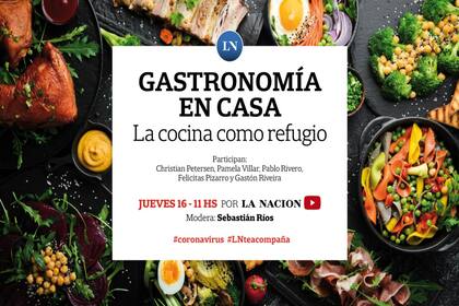 En un encuentro en vivo, el periodista Sebastián Ríos conversará con los cocineros Christian Petersen, Pamela Villar, Pablo Rivera, Felicitas Pizarro y Gastón Riveira