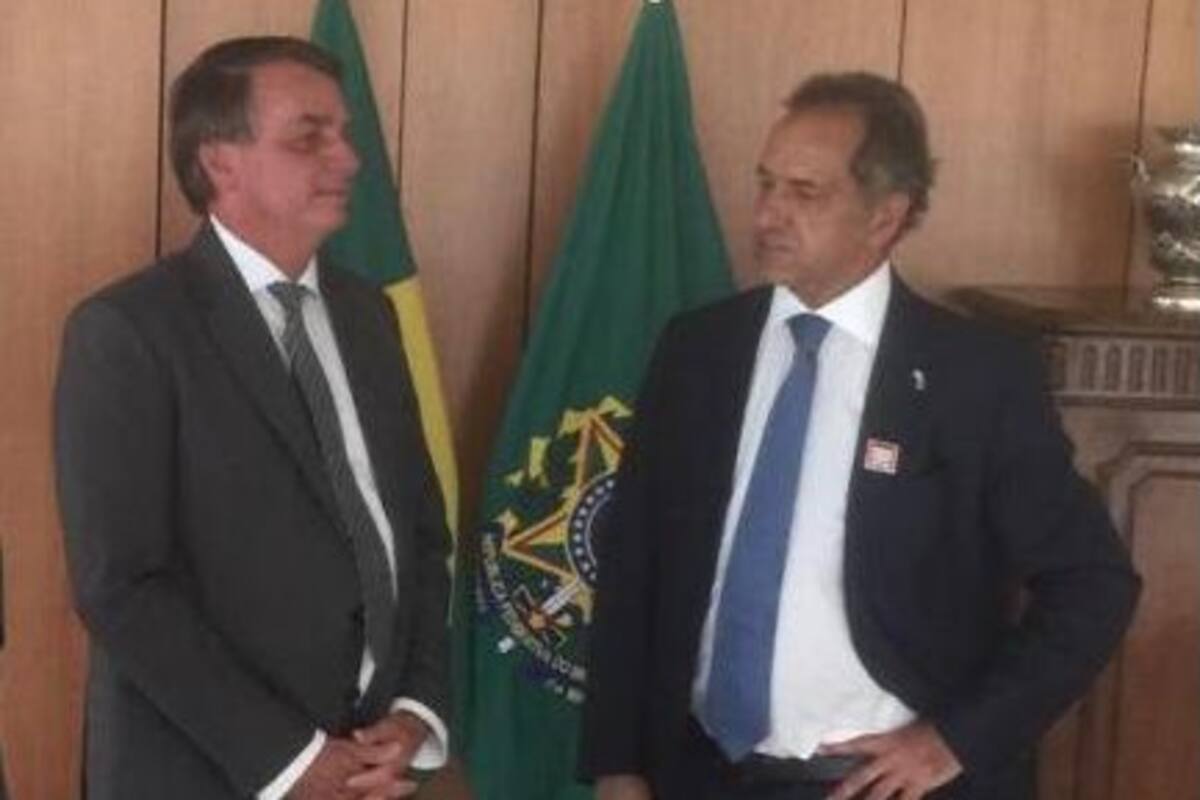 En un encuentro fuera de agenda, el embajador argentino Daniel Scioli encontró a Bolsonaro en el palacio presidencial del Planalto