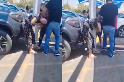 En un estacionamiento de México, se armó una batalla campal por una aparente infidelidad