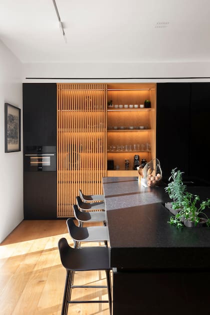 En un mismo espacio, living y cocina conviven en armonía