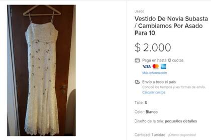 En un portal de comercio electrónico piden 2000 pesos por el vestido
