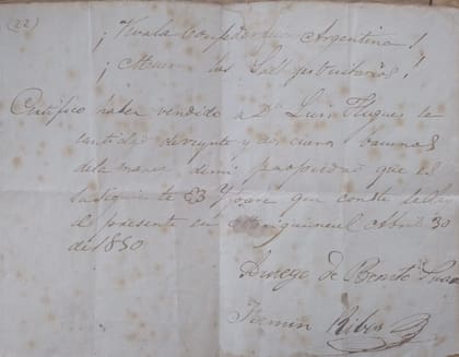 En una biblioteca que vino con la estancia hay un recibo de 185o.