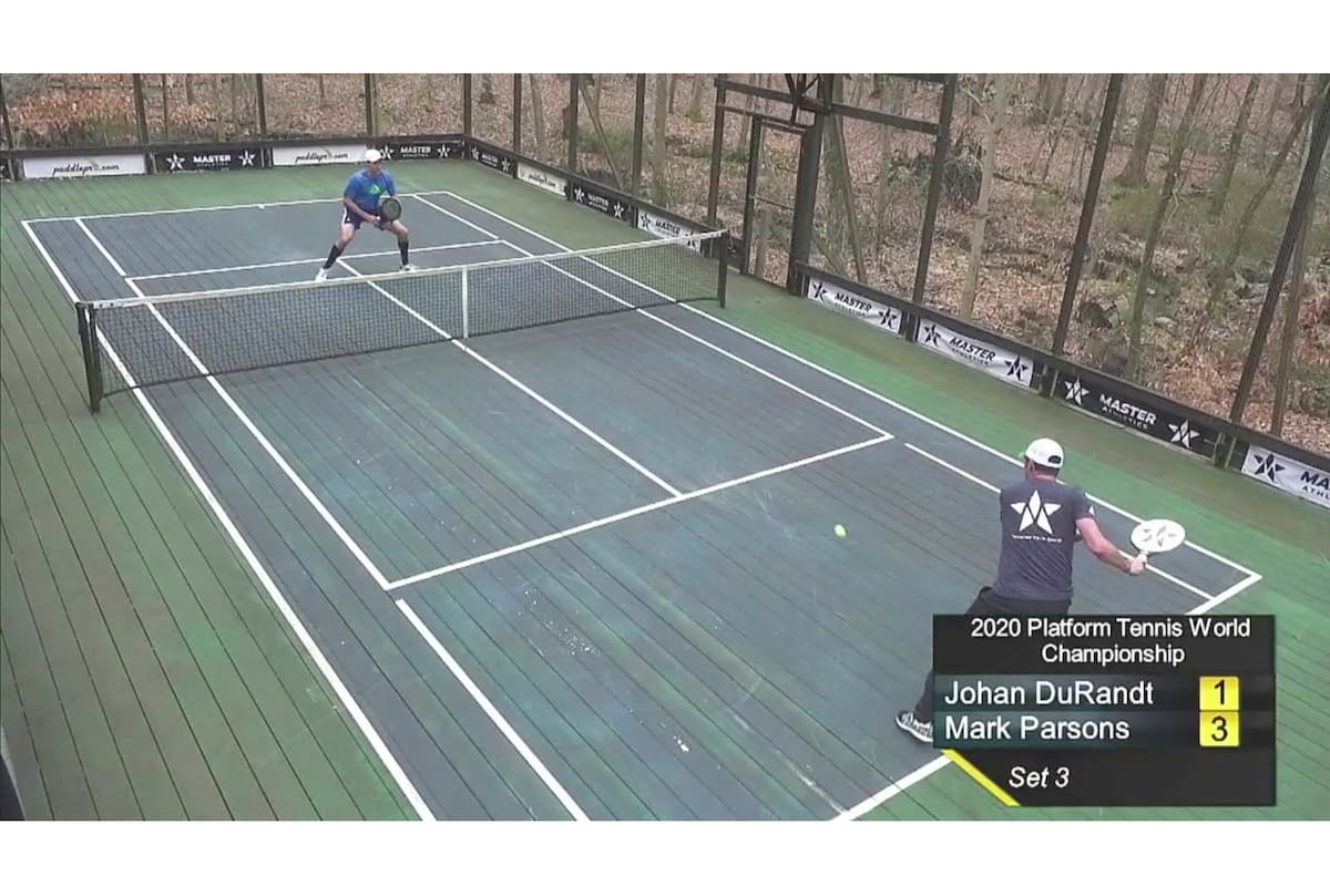 En una imagen de Harry Cicma Productions, un evento denominado "2020 Platform Tennis World Championship" que se transmitió por ESPN3. (Producciones de Harry Cicma vía The New York Times)