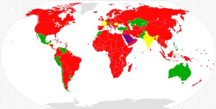 En verde, los únicos países que firmaron y ratificaron el Acuerdo de la Luna de 1979