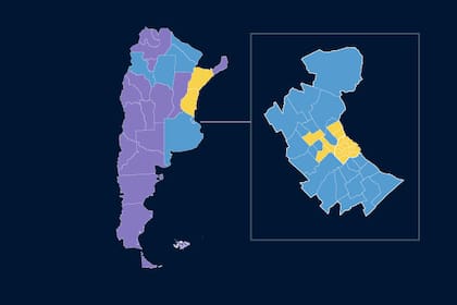 En violeta, las provincias en las que Milei fue el candidato presidencial más votado de las PASO