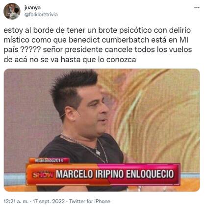 Encontraron a Benedict Cumberbatch de paseo por Buenos Aires y los usuarios reaccionaron con memes (Foto: Captura de Twitter)