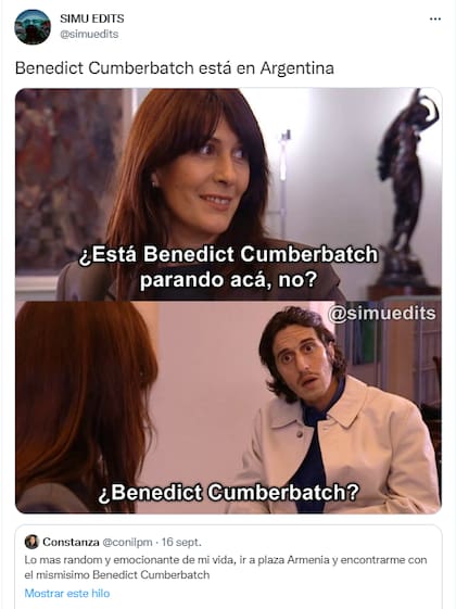 Encontraron a Benedict Cumberbatch de paseo por Buenos Aires y los usuarios reaccionaron con memes (Foto: Captura de Twitter)