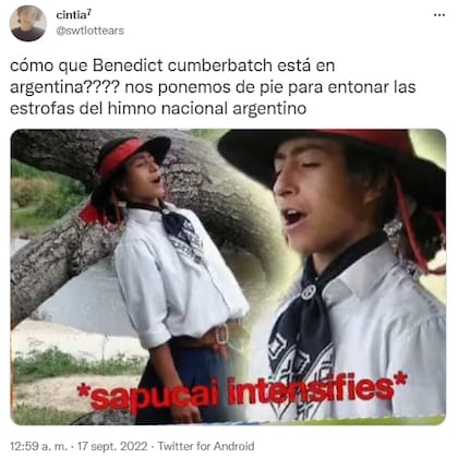 Encontraron a Benedict Cumberbatch de paseo por Buenos Aires y los usuarios reaccionaron con memes (Foto: Captura de Twitter)