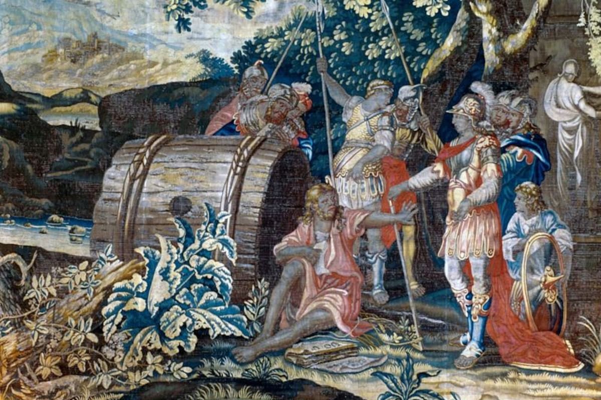 "Encuentro de Alejandro y Diógenes", tapiz del Castillo Dunrobin, Escocia.