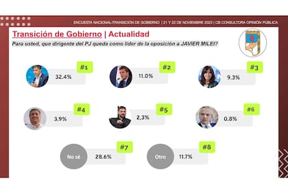 Encuesta de la consultora CB sobre los liderazgos en el PJ