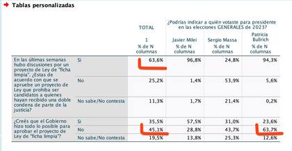 Encuesta de Synopsis con preguntas sobre el proyecto de "ficha limpia"