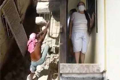 Eneide Bahia de Souza tiene 61 años y desde septiembre pasado no puede salir de su casa porque su vecino le tiró abajo la escalera que le permitía bajar del primer piso