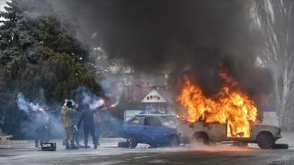 Enfrentamientos entre los separatistas prorrusos y los soldados ucranios