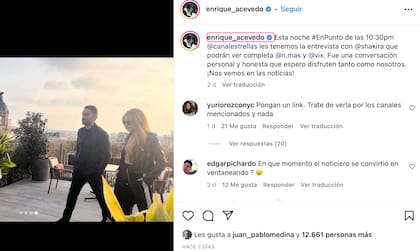 Enrique Acevedo viajó a Barcelona para entrevistar a Shakira