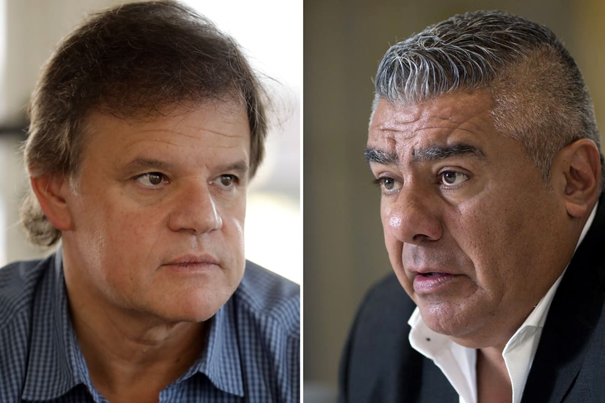 Enrique Sacco, máximo responsable de TNT Sports, y Claudio Tapia, presidente de AFA; La negociación entre ambas partes no se resuelve y eso abriría las puertas a un nuevo jugador en la TV del fútbol: Amazon Prime Video, que transmitiría por streaming.