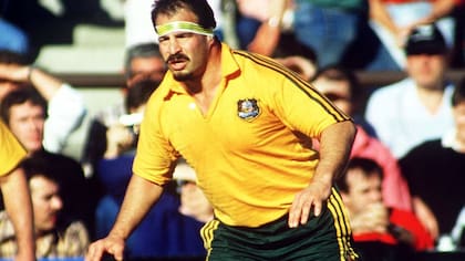 Con la camiseta de los Wallabies: Rodríguez jugó en la selección australiana entre 1984 y 1987