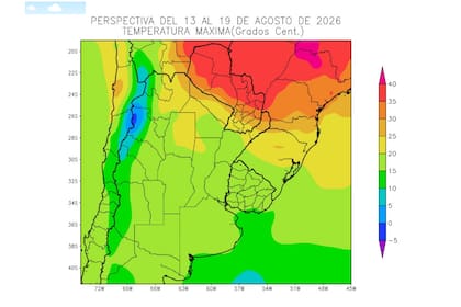 Entre el 13 y el 19 de agosto, gran parte del área agrícola registrará temperaturas máximas de entre 15°C y 20°C.