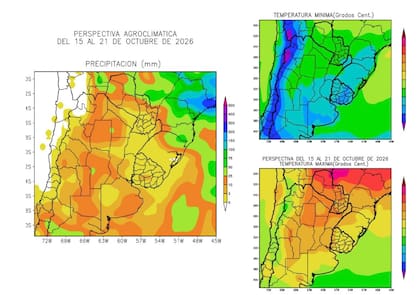 Entre el 15 y el 21 de octubre, las precipitaciones serán mucho más escasas en la mayor parte del área agrícola
