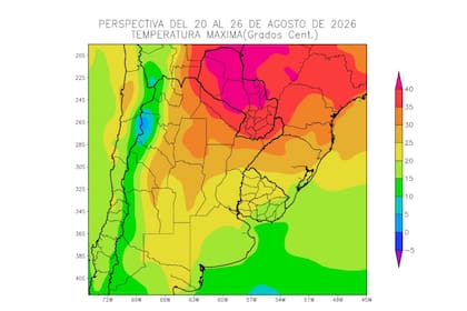 Entre el 20 y el 26 de agosto, el regreso de los vientos del trópico elevará las temperaturas en gran parte del área agrícola
