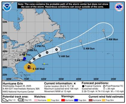 Entre el viernes y sábado comenzará a debilitarse y a perder sus características tropicales