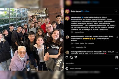Entre familia y amigos, el hijo de Denise Dumas se despidió de la Argentina (Foto Instagram @denise_dumas)