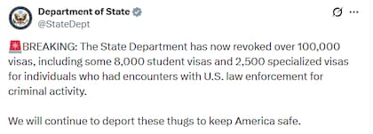 Entre las visas revocadas, 8,000 son visados estudiantiles