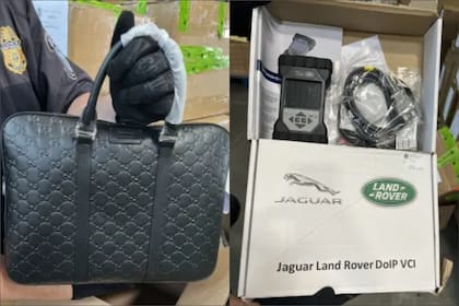 Entre los productos falsificados que incautó la CBP de Houston se incluye ropa falsificada de la Major League Baseboll (MLB) y Nike, bolsos Louis Vuitton, gafas de sol Cartier y sistemas informáticos Jaguar Land Rover
